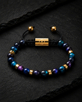 Pulsera Amatista, Turquesa & Ojo de Tigre Azul GOLD TORRELA con piedras naturales