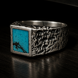 Anillo Rustic Squared with Turquoise TORRELA con piedras naturales