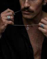 Anillo Rustic Squared with Turquoise TORRELA con piedras naturales