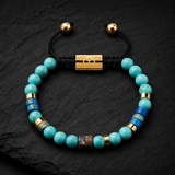 Pulsera Agata Turquesa & Heishi GOLD TORRELA con piedras naturales