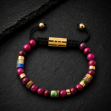 Pulsera Ojo de Tigre Rosa & Heishis GOLD TORRELA con piedras naturales