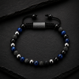 Pulsera Onix, Ojo de Tigre Azul & Zirconias Negras TORRELA con piedras naturales